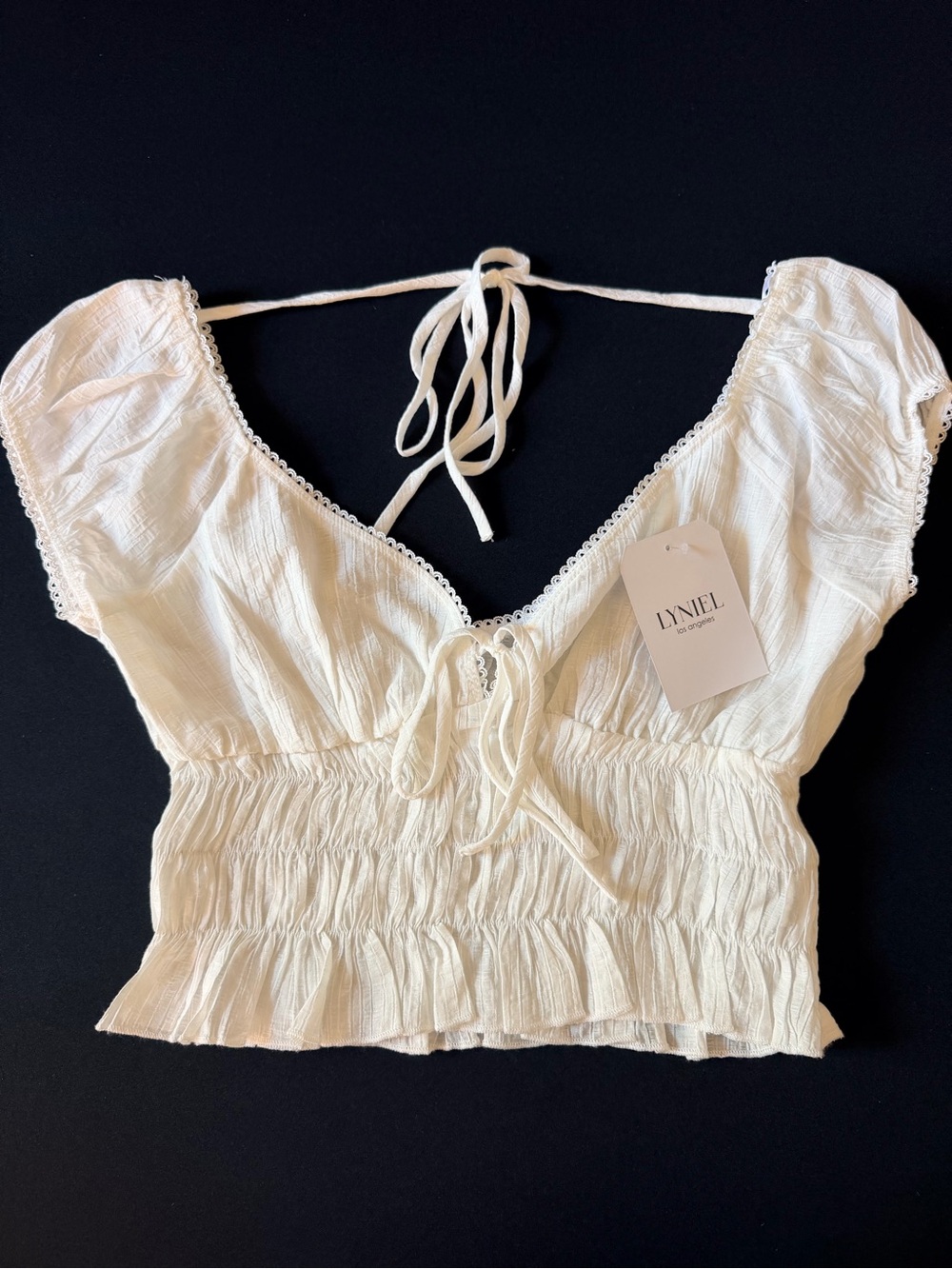 White Tie-Front Crop Top